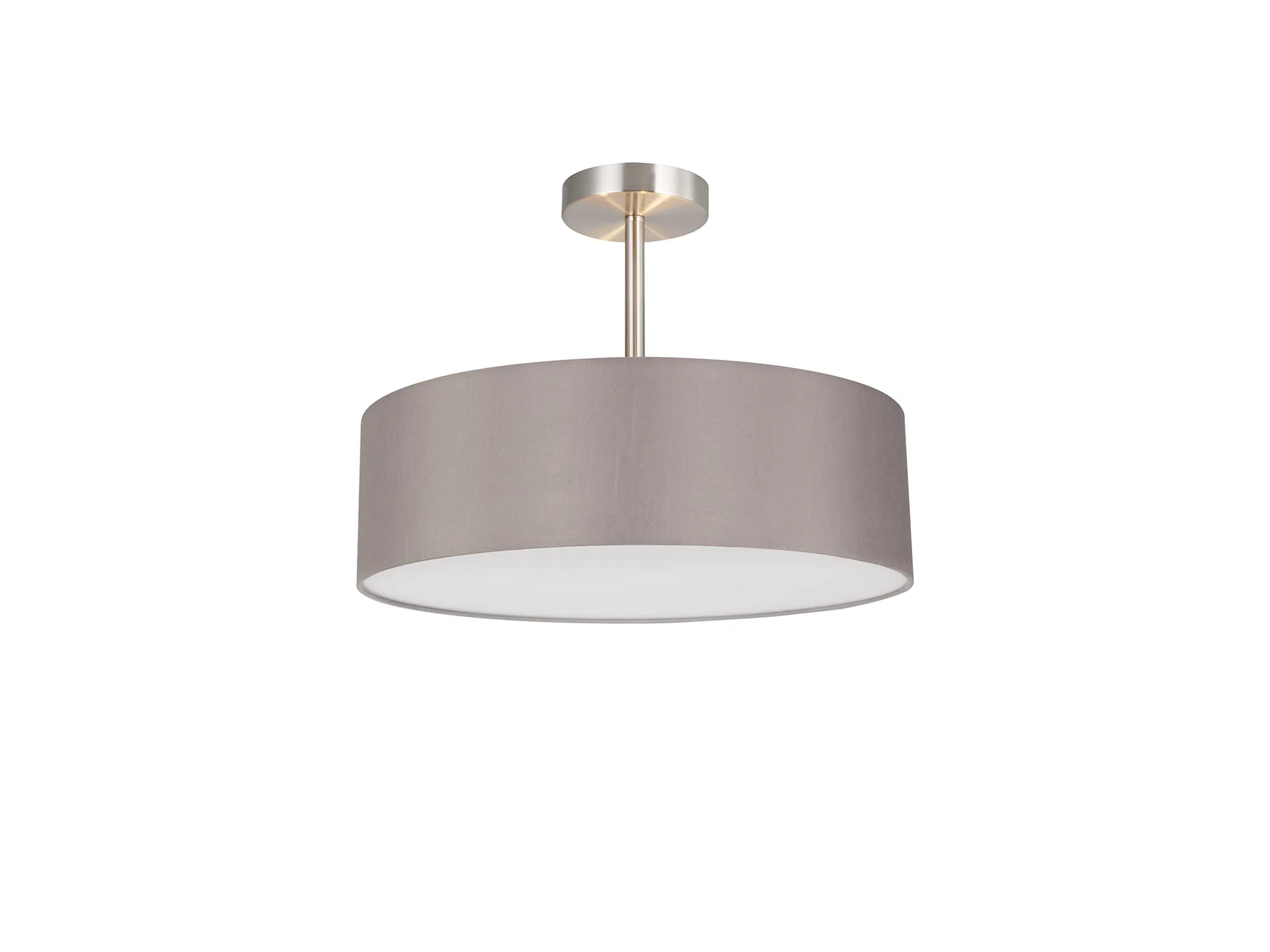 Baymont 45cm Semi Flush 3 Light Satin Nickel, Grey/White DK0714  Deco Baymont SN GR